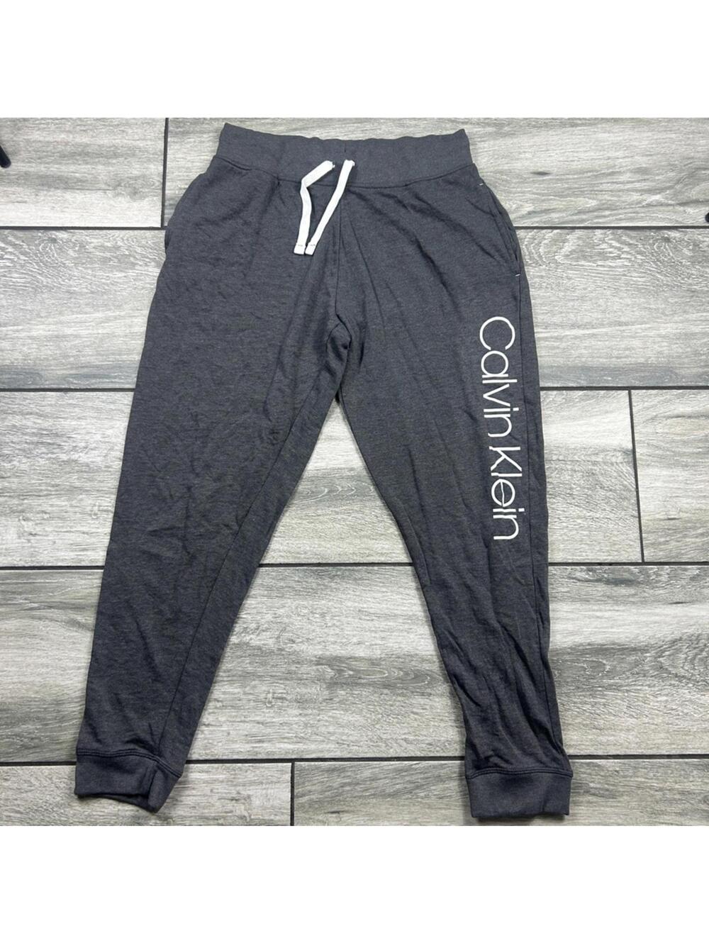 Calvin Klein Women’s Charcoal Gray Logo Joggers White Lettering Size Medium
